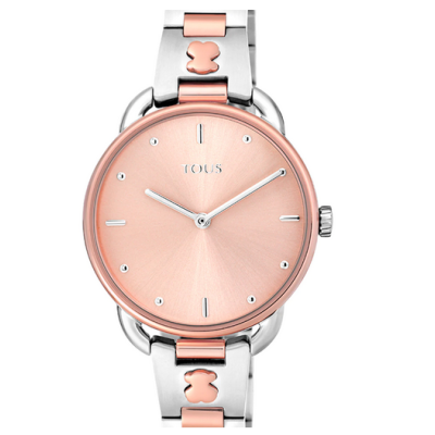 Reloj Tous let brazalete bicolor de acero con esfera rosa Ref: 200350700