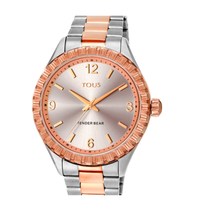 Reloj Tous tender bear de acero ip rosado con relieve de osos Ref: 200350980