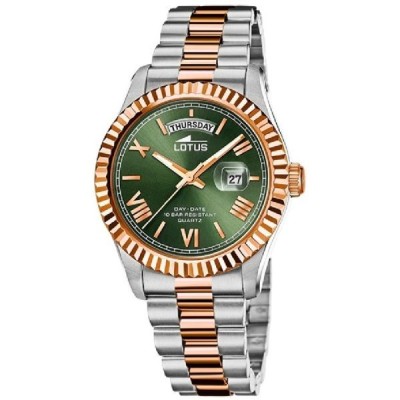 Reloj Lotus Caballero Freedom Bicolor Acero/Ip Rosado Esfera Verde 41,5mm Ref: 18856/3