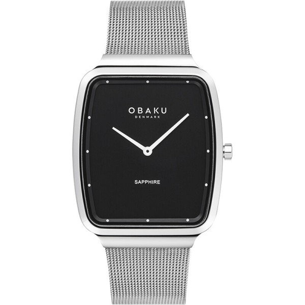 Reloj Obaku Denmark Tern Onyx Cab. malla acero Ref. V267GXCBMC